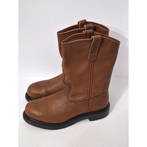 Vtg Red Wing Work Pecos Boots Men\'s Sz 8 SuperSole Leather Boots Steel Toe Brown main image 9